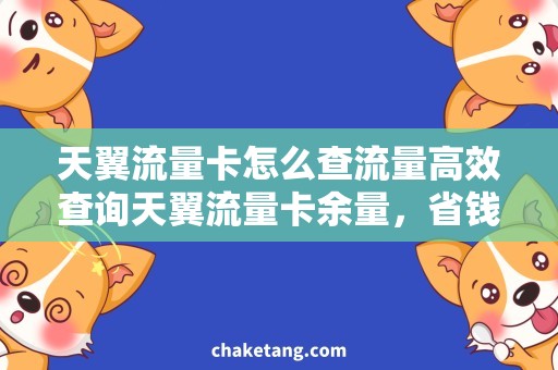 天翼流量卡怎么查流量高效查询天翼流量卡余量，省钱必知小技巧