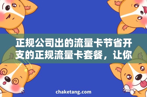 正规公司出的流量卡节省开支的正规流量卡套餐，让你省心省力