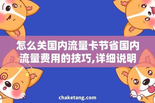 怎么关国内流量卡节省国内流量费用的技巧,详细说明浪费流量的常见行为