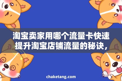 淘宝卖家用哪个流量卡快速提升淘宝店铺流量的秘诀，试试这种方式！