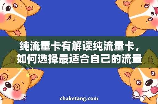 纯流量卡有解读纯流量卡，如何选择最适合自己的流量卡？