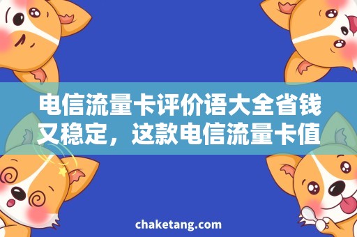 电信流量卡评价语大全省钱又稳定，这款电信流量卡值得购买！