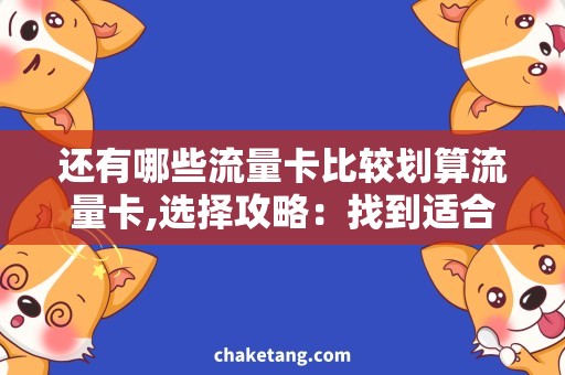 还有哪些流量卡比较划算流量卡,选择攻略：找到适合你的流量卡