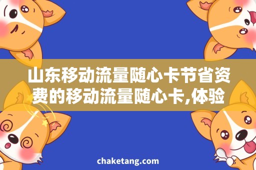 山东移动流量随心卡节省资费的移动流量随心卡,体验流畅无忧的上网需求