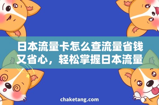 日本流量卡怎么查流量省钱又省心，轻松掌握日本流量卡使用技巧！