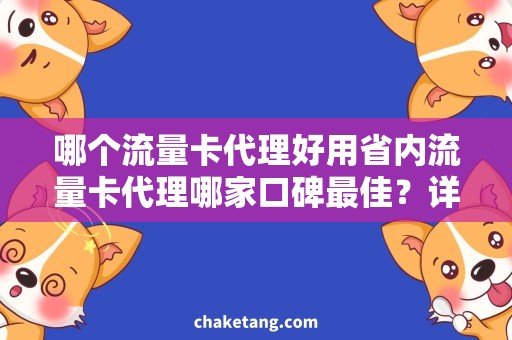 哪个流量卡代理好用省内流量卡代理哪家口碑最佳？详细评测！