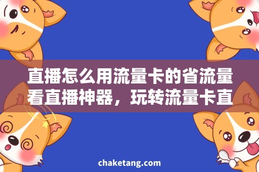 直播怎么用流量卡的省流量看直播神器，玩转流量卡直播攻略