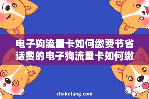 电子狗流量卡如何缴费节省话费的电子狗流量卡如何缴费？