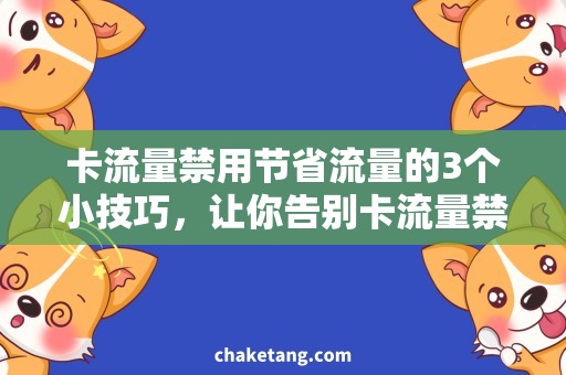 卡流量禁用节省流量的3个小技巧，让你告别卡流量禁用烦恼