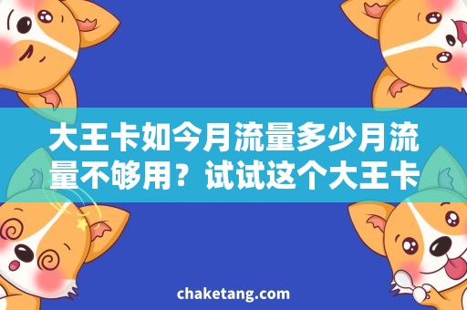 大王卡如今月流量多少月流量不够用？试试这个大王卡如今的流量规格！