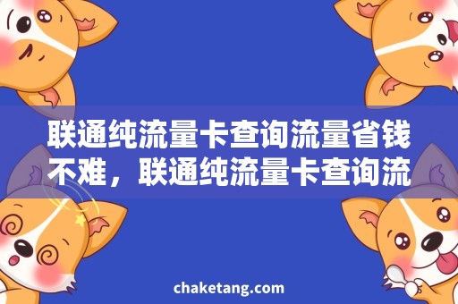 联通纯流量卡查询流量省钱不难，联通纯流量卡查询流量技巧大全