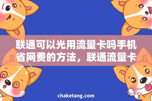 联通可以光用流量卡吗手机省网费的方法，联通流量卡光用可行吗？