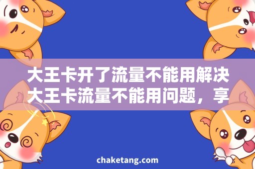 大王卡开了流量不能用解决大王卡流量不能用问题，享受更畅快的上网体验