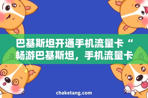 巴基斯坦开通手机流量卡“畅游巴基斯坦，手机流量卡那些事”