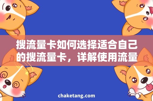 搜流量卡如何选择适合自己的搜流量卡，详解使用流量卡的注意事项