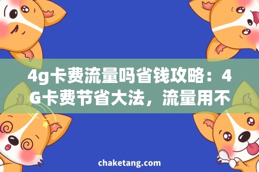 4g卡费流量吗省钱攻略：4G卡费节省大法，流量用不完怎么办？