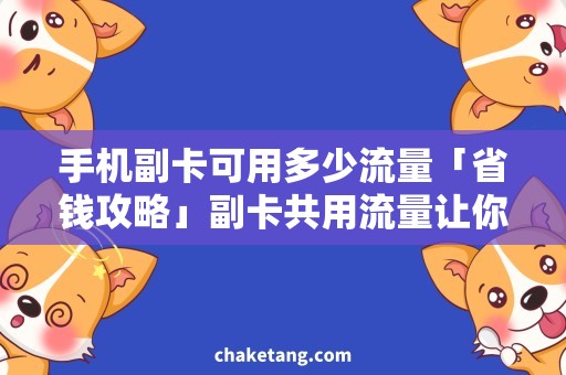 手机副卡可用多少流量「省钱攻略」副卡共用流量让你做到寸土必争！