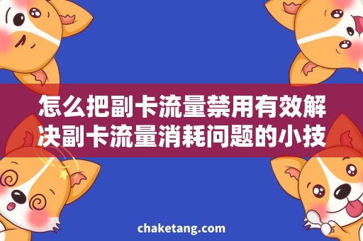 怎么把副卡流量禁用有效解决副卡流量消耗问题的小技巧，秘密在这里！