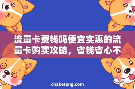 流量卡费钱吗便宜实惠的流量卡购买攻略，省钱省心不误事