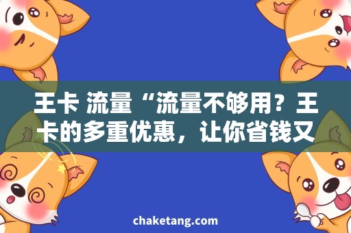 王卡 流量“流量不够用？王卡的多重优惠，让你省钱又实惠！”