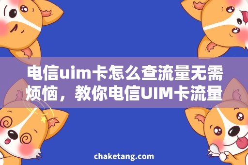 电信uim卡怎么查流量无需烦恼，教你电信UIM卡流量查询的方法