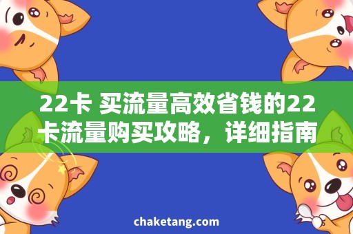 22卡 买流量高效省钱的22卡流量购买攻略，详细指南请看！