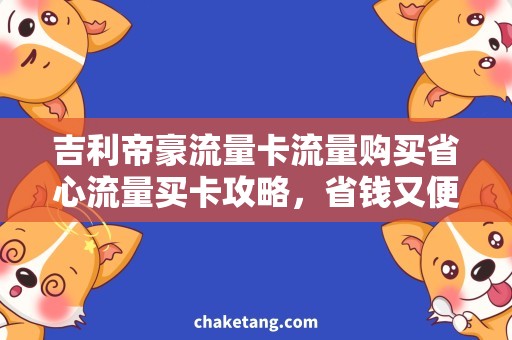 吉利帝豪流量卡流量购买省心流量买卡攻略，省钱又便捷！