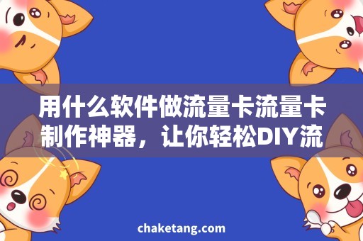 用什么软件做流量卡流量卡制作神器，让你轻松DIY流量套餐