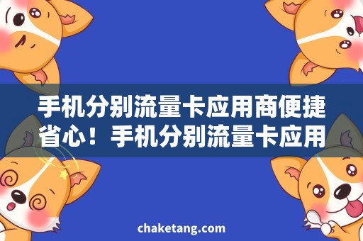 手机分别流量卡应用商便捷省心！手机分别流量卡应用商实现流量随心享