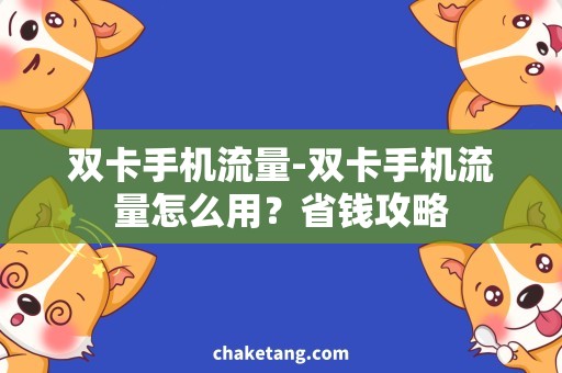 双卡手机流量-双卡手机流量怎么用？省钱攻略