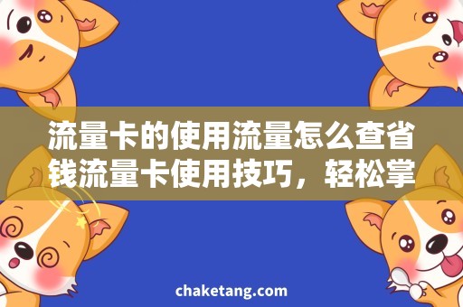 流量卡的使用流量怎么查省钱流量卡使用技巧，轻松掌握流量查询方法