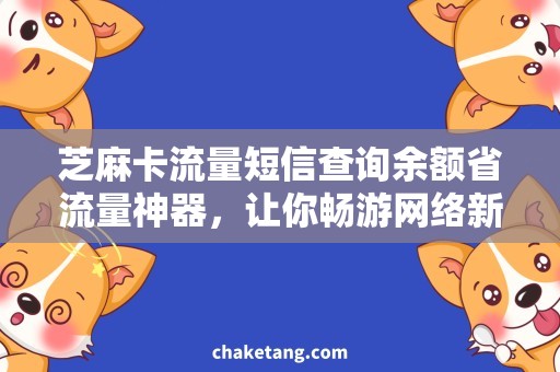 芝麻卡流量短信查询余额省流量神器，让你畅游网络新世界！