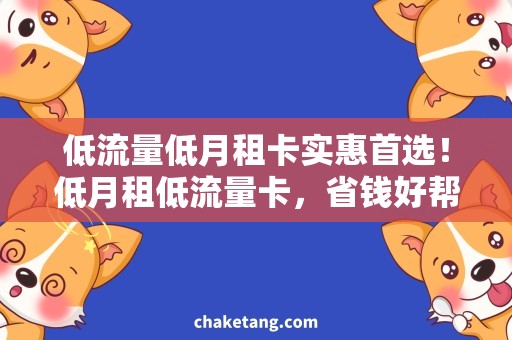 低流量低月租卡实惠首选！低月租低流量卡，省钱好帮手