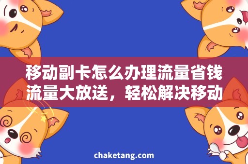 移动副卡怎么办理流量省钱流量大放送，轻松解决移动副卡办理流量问题