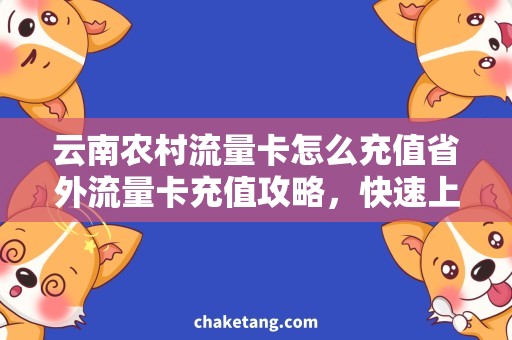 云南农村流量卡怎么充值省外流量卡充值攻略，快速上网畅享云南农村生活