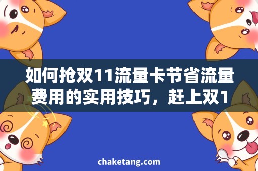 如何抢双11流量卡节省流量费用的实用技巧，赶上双11抢购狂潮！