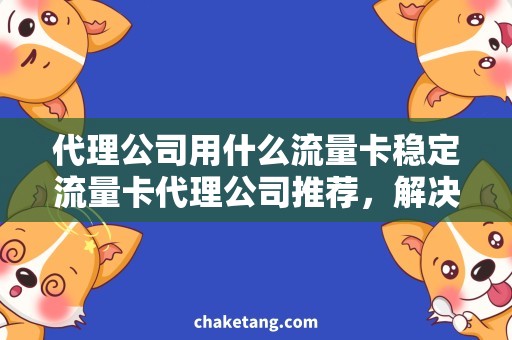 代理公司用什么流量卡稳定流量卡代理公司推荐，解决你的流量难题