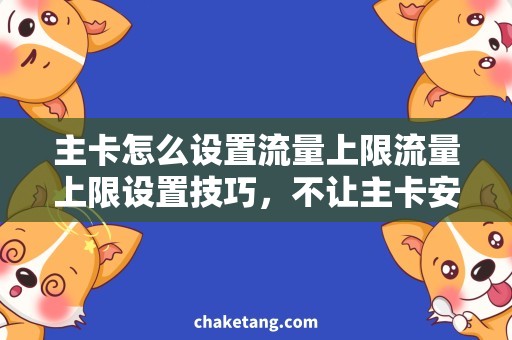 主卡怎么设置流量上限流量上限设置技巧，不让主卡安装附属卡后被取代！