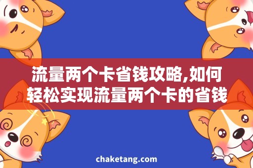 流量两个卡省钱攻略,如何轻松实现流量两个卡的省钱策略