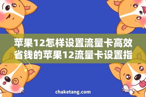 苹果12怎样设置流量卡高效省钱的苹果12流量卡设置指南，助你上网无忧