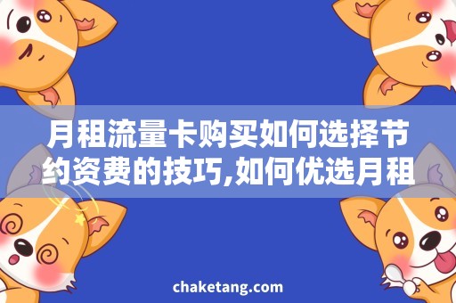 月租流量卡购买如何选择节约资费的技巧,如何优选月租流量卡