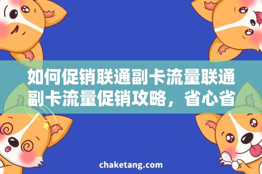 如何促销联通副卡流量联通副卡流量促销攻略，省心省钱又实惠