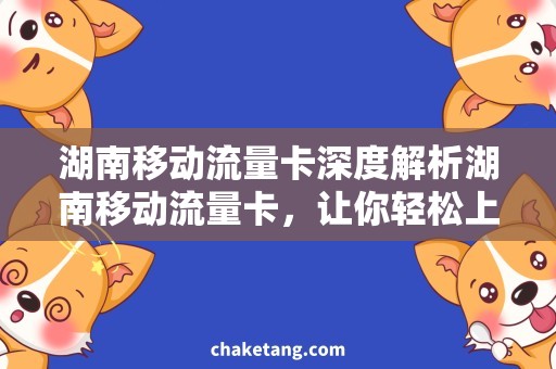 湖南移动流量卡深度解析湖南移动流量卡，让你轻松上网赚钱！