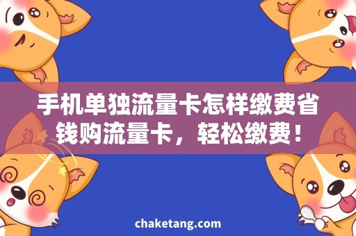 手机单独流量卡怎样缴费省钱购流量卡，轻松缴费！