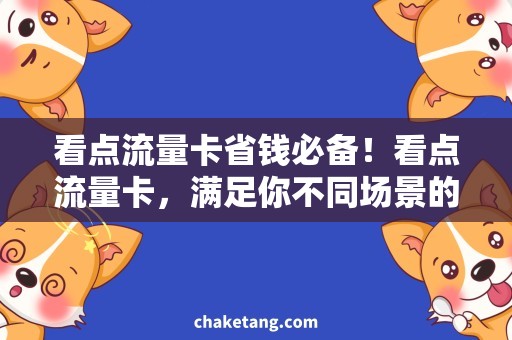 看点流量卡省钱必备！看点流量卡，满足你不同场景的上网需求