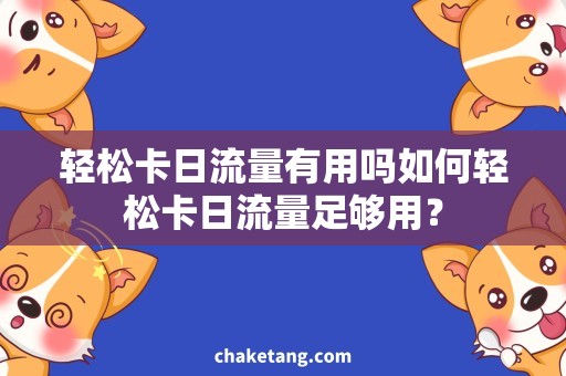 轻松卡日流量有用吗如何轻松卡日流量足够用？