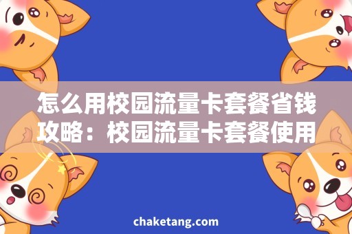 怎么用校园流量卡套餐省钱攻略：校园流量卡套餐使用技巧，让你畅享互联网！