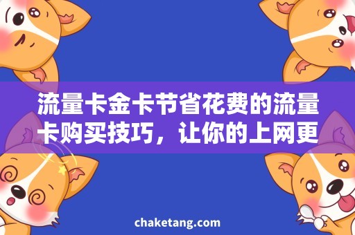 流量卡金卡节省花费的流量卡购买技巧，让你的上网更便捷