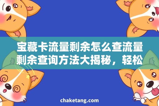 宝藏卡流量剩余怎么查流量剩余查询方法大揭秘，轻松获取宝藏卡实时流量信息！