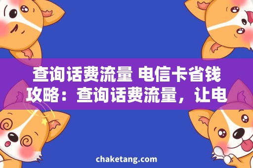 查询话费流量 电信卡省钱攻略：查询话费流量，让电信卡变废为宝